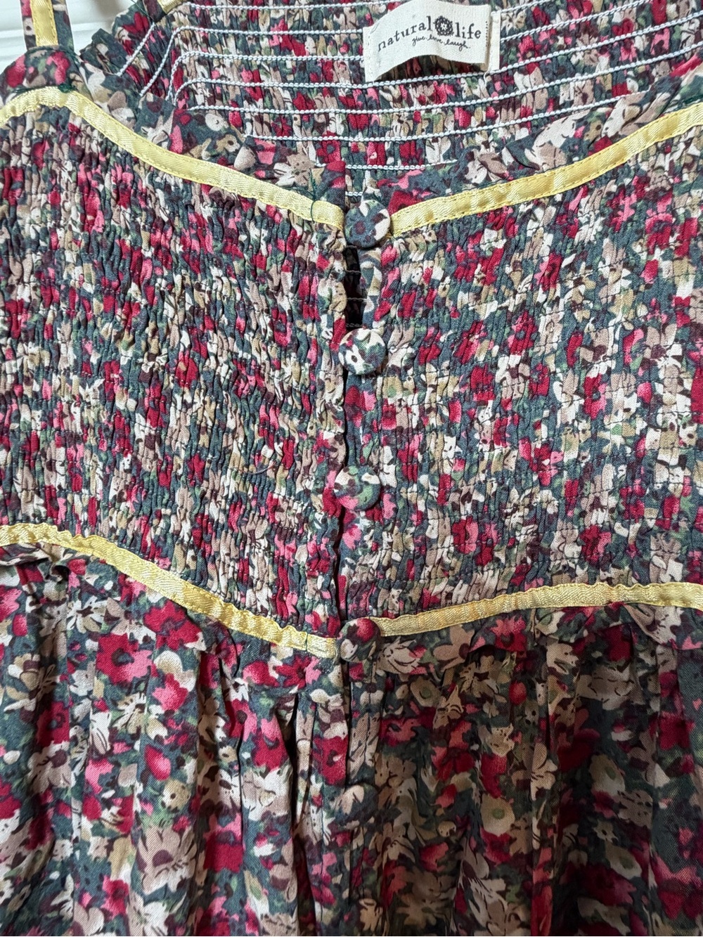 NATURAL LIFE Floral Maxi Dress in Burgundy with Cream Trim - Picture 5 of 9
